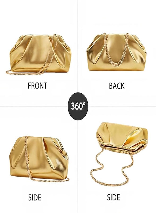 SANTORINI Clutch bag for women | Small sized clutch with sling strap, pockets and gold PU Leather | Party bags for girls and ladies (Gold) - Image 3