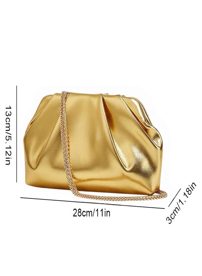 SANTORINI Clutch bag for women | Small sized clutch with sling strap, pockets and gold PU Leather | Party bags for girls and ladies (Gold) - Image 2