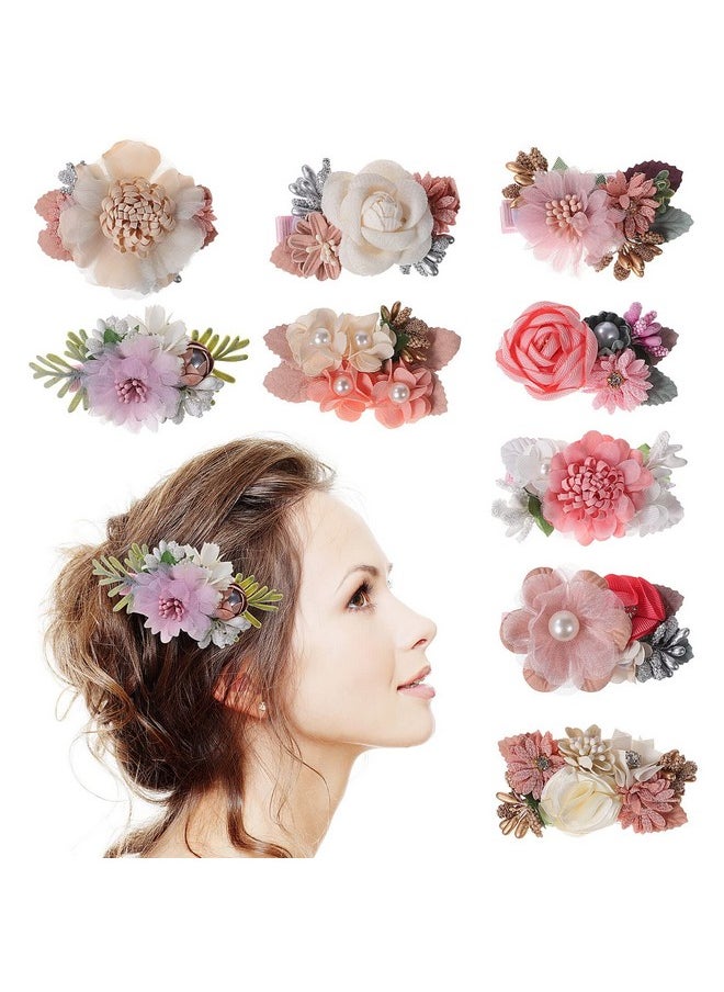 Beaupretty 9Pcs Flower Hair Clips Artificial Rose Hair Barrettes Floral Wedding Beach Party Decor Hair Accessories For Women Girls Kid  - Image 1