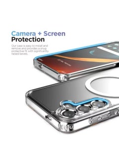 Magnetic Samsung Galaxy S25, Magnetic Case, Compatible with MagSafe Wireless Charging, Anti-Scratch Bumper Cover (Clear), TPU - PC  - Image 4