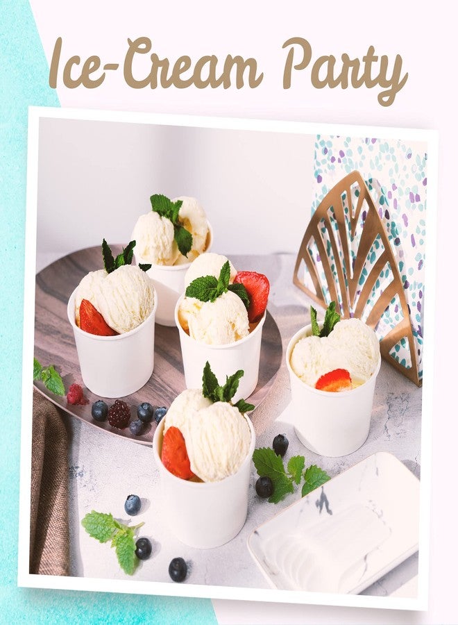 MATICAN Paper Ice Cream Cups - 50-Count 9-Oz Disposable Dessert Bowls for Hot or Cold Food, 9-Ounce Party Supplies Treat Cups for Sundae, Frozen Yogurt, Soup, White - Image 2