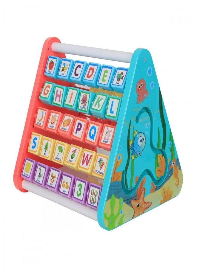 VARIYA ENTERPRISE Multifunction Learning Shelf, Triangle Toys Alphabet Blocks Abacus Clock, Educational Toy Kit for Kids Activity Cube for Toddlers 5in1 Activity Toys for Babies Learning Toys - Image 4