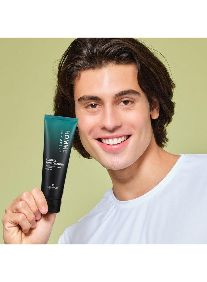The Skin House Homme Innofect Control Foam Cleanser for Men 4.05 fl.oz l Oily Skin Cleanser l Deep Cleansing, Pore Minimizer, l Korean Skin Care, Facial Wash, 120ml