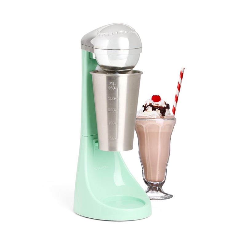 Nostalgia TwoSpeed Electric Milkshake Maker and Drink Mixer Includes 16Ounce Stainless Steel Mixing Cup  Rod Jade Green