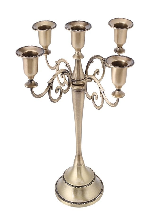 Asixx 5 Arms Alloy Candle Holder, European Style Candelabra, Wedding & Candlelight Dinner, Bronze - Image 1