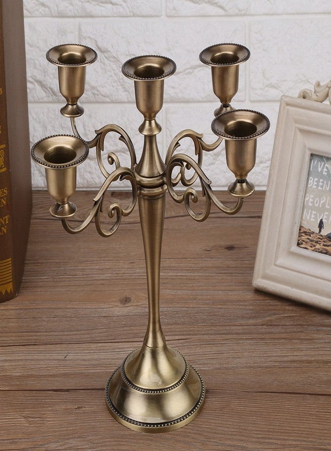 Asixx 5 Arms Alloy Candle Holder, European Style Candelabra, Wedding & Candlelight Dinner, Bronze - Image 4