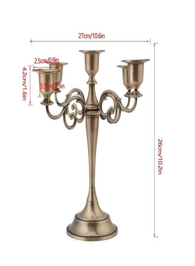Asixx 5 Arms Alloy Candle Holder, European Style Candelabra, Wedding & Candlelight Dinner, Bronze - Image 5