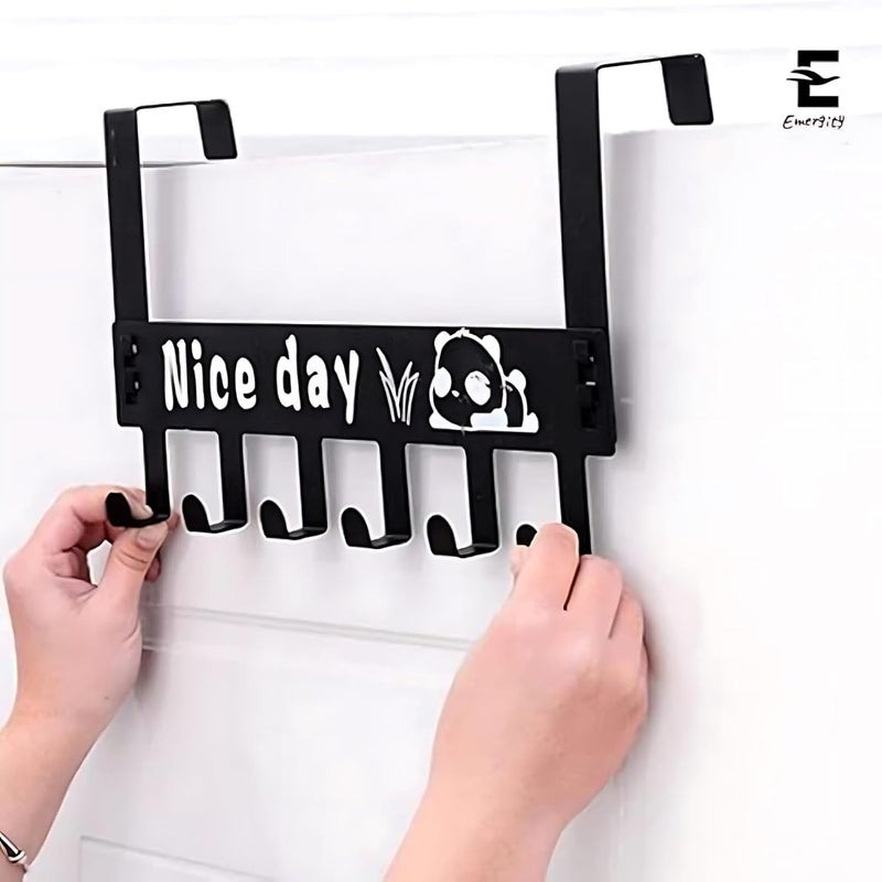 Emergity Heavy Duty Metal Over The door Hook Hanger Towel Hanger behind The door Hassel free Removable Door Hook Coat Scarf Cloths Hanger Pack of 1 - Image 1