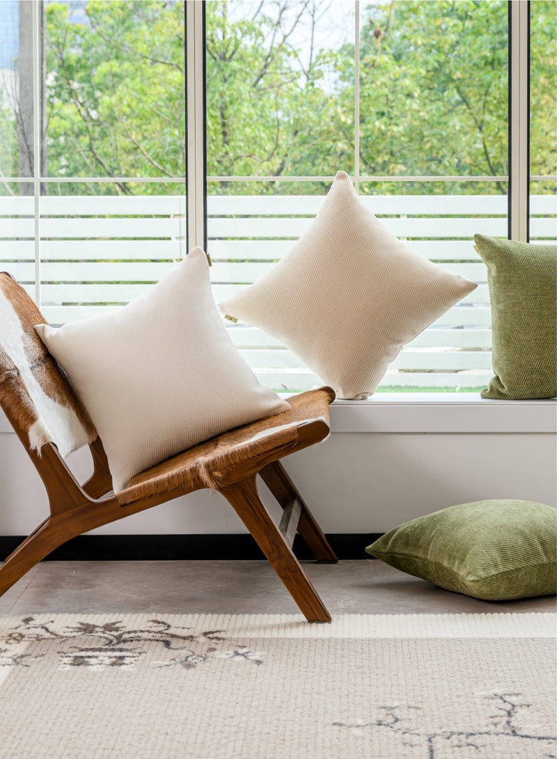 a moment a moment Pack of 2 Decorative Chenille Throw Pillow Covers with Twill Cushion Covers for Sofa Living Room Couch Bed 50x50 CM Inch Raw White  - Image 5
