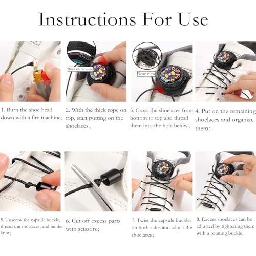 FFZDENA 2 Sets No Tie Shoe Laces, 14 Pcs Tie Shoelaces For Men, Easy Adjust Shoelaces With Rotating Knob, Suitable For Sports Shoes, Athletic Shoes, Casual Shoes, Hiking Shoes, Etc - Image 5