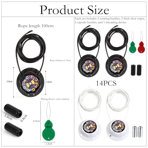 FFZDENA 2 Sets No Tie Shoe Laces, 14 Pcs Tie Shoelaces For Men, Easy Adjust Shoelaces With Rotating Knob, Suitable For Sports Shoes, Athletic Shoes, Casual Shoes, Hiking Shoes, Etc - Image 2