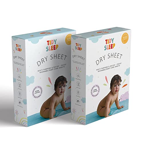 Tidy Sleep Instadry Anti-Piling Fleece Extra Absorbent Quick Dry Sheet for New Born Babies, Cotton Bed Protector Mattress Pack of 2 Baby Blue Small (70x50) cm - Image 3