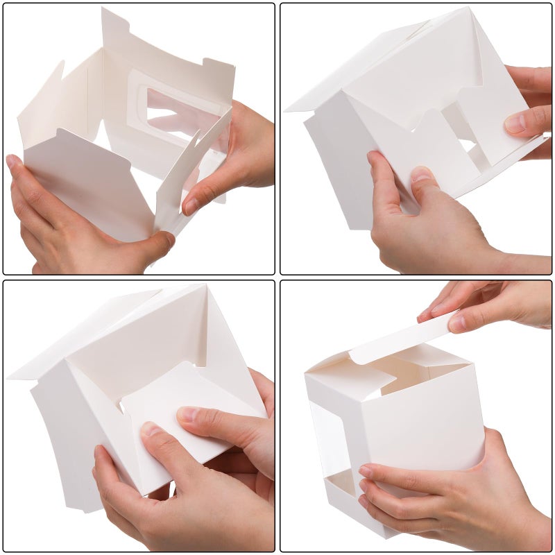 AVLA 50 Pack Gift Boxes for Sublimation Mugs, 4.3x4.3x5'' Small White Packaging, 12OZ 15OZ Transparent Cups Wrapping With Clear View Window, Cupcake Christmas Ornament Box for Wedding - Image 3