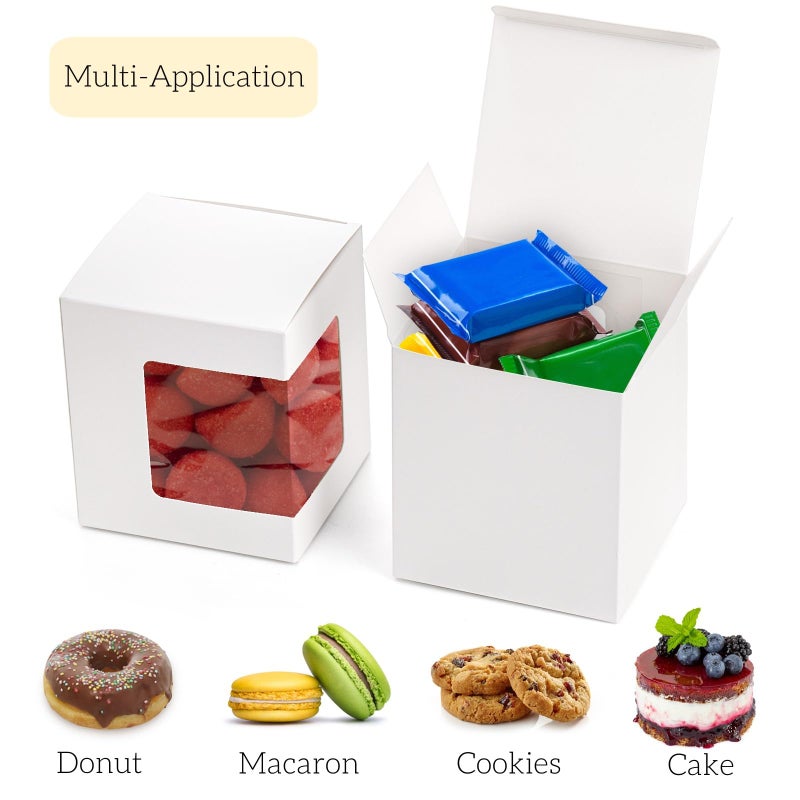 AVLA 50 Pack Gift Boxes for Sublimation Mugs, 4.3x4.3x5'' Small White Packaging, 12OZ 15OZ Transparent Cups Wrapping With Clear View Window, Cupcake Christmas Ornament Box for Wedding - Image 4