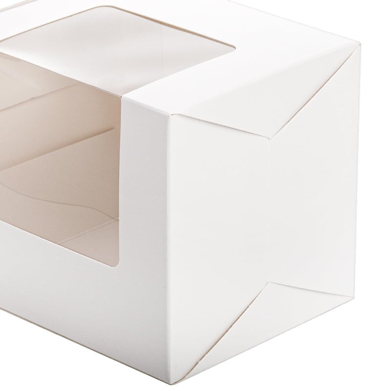 AVLA 50 Pack Gift Boxes for Sublimation Mugs, 4.3x4.3x5'' Small White Packaging, 12OZ 15OZ Transparent Cups Wrapping With Clear View Window, Cupcake Christmas Ornament Box for Wedding - Image 5