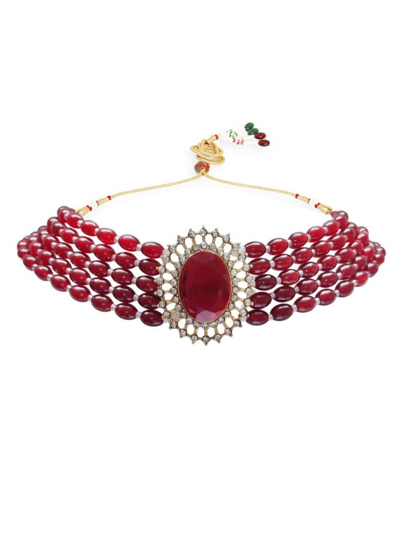 Oomph! طقم قلادة تشوكر عرقية متعددة الطبقات مع خرز أسود وأقراط دراسات للنساء والفتيات أنيقة وحديثة - Image 5