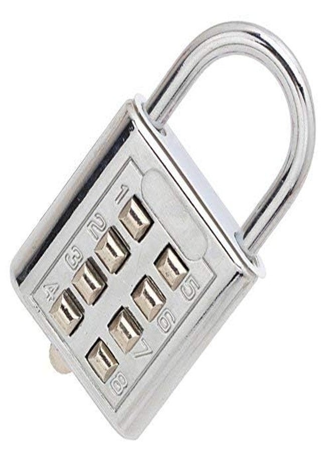 EIS Stainless Steel Padlock | 8 Digit Combination Lock for Gym, Sports, School & Employee Locker, Outdoor, Fence, Hasp and Storage | Silver - Image 1