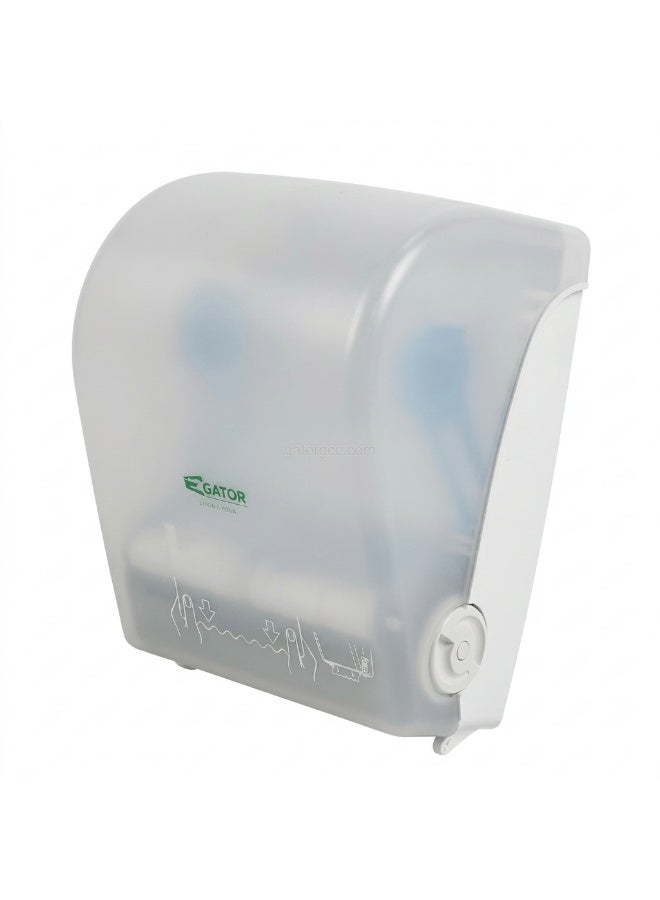 Gator Manual Roll Paper Dispenser | Jumbo & Maxi-Roll Auto-Cut Tissue Dispensing Mechanism | Wall-Mountable | Suitable For Homes, Bathrooms, Kitchens, & More | White - Image 1