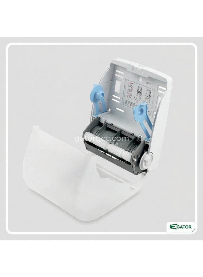 Gator Manual Roll Paper Dispenser | Jumbo & Maxi-Roll Auto-Cut Tissue Dispensing Mechanism | Wall-Mountable | Suitable For Homes, Bathrooms, Kitchens, & More | White - Image 3