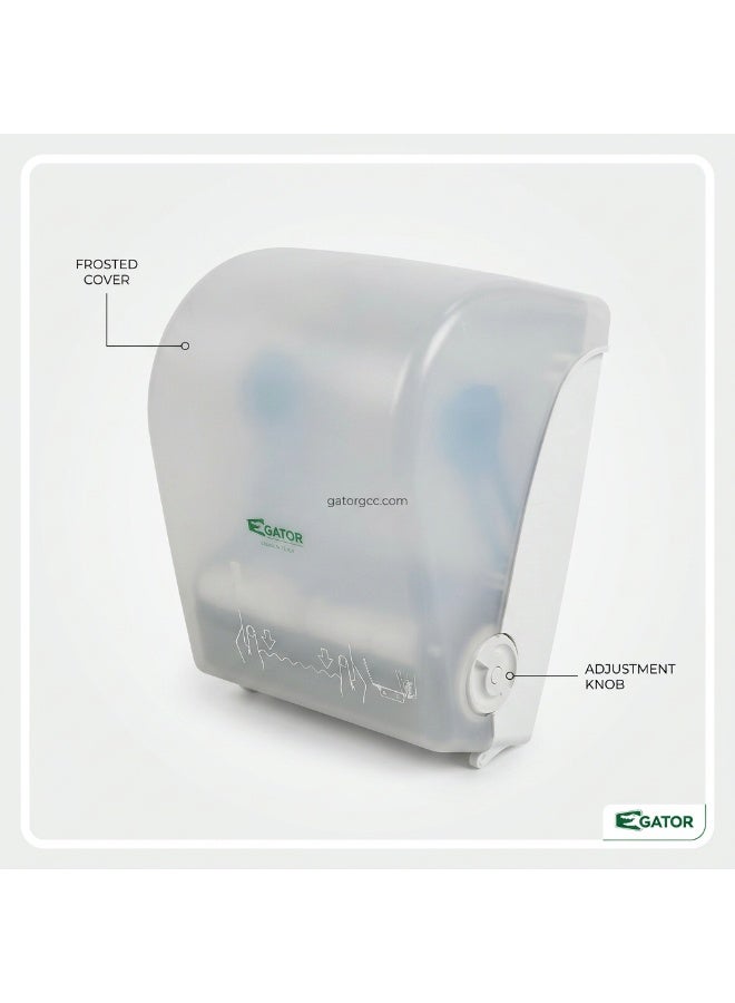 Gator Manual Roll Paper Dispenser | Jumbo & Maxi-Roll Auto-Cut Tissue Dispensing Mechanism | Wall-Mountable | Suitable For Homes, Bathrooms, Kitchens, & More | White - Image 2