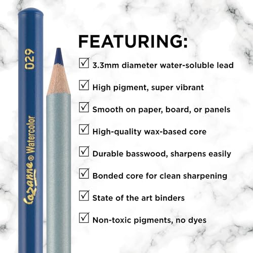 cezanne مجموعة أقلام مائية من كرييتف مارك سيزان 24 - جودة احترافية للفنانين مع نواة لينة للرسم بالألوان المائية، التلوين، الرسم، الطبقات، المزج، التظليل، الاستخدام رطب أو جاف - Image 4