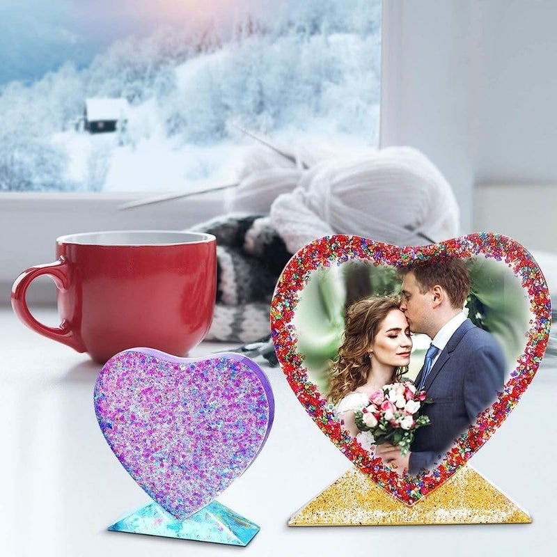SNOOGG Pack of 7/1 Piece of Heart Photo Stand and 6 Piece of Small Butterfly Mould Epoxy Resin Casting Moulds for Making and DY for Resin Casting, DIY Personalized Photo Frame Mold - Image 4