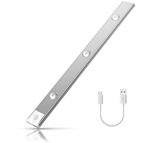 GITGRNTH Motion Sensor Under Cabinet Light, 40 cm,1200 mAh Battery, 3 Dimmable LED Color Modes (Warm/Neutral/Cool White), USB Rechargeable Closet Lamp Wireless Light (White) - Image 1