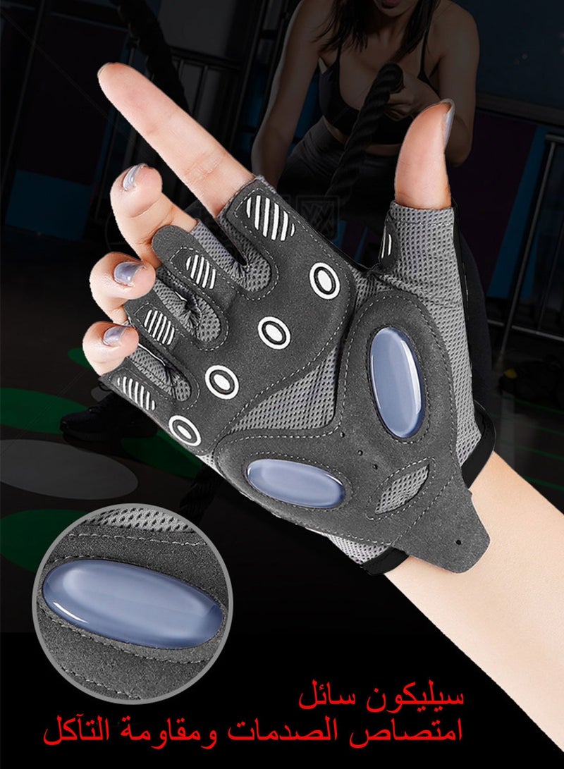 Nariele Workout Gloves for Women, Fingerless Weight Lifting Gloves, Gym Workout Yoga Fitness Training Gloves with Shockproof Non-slip Silicone Pads for Sport, Exercise, Weightlifting, Bicycle and Training L - Image 4