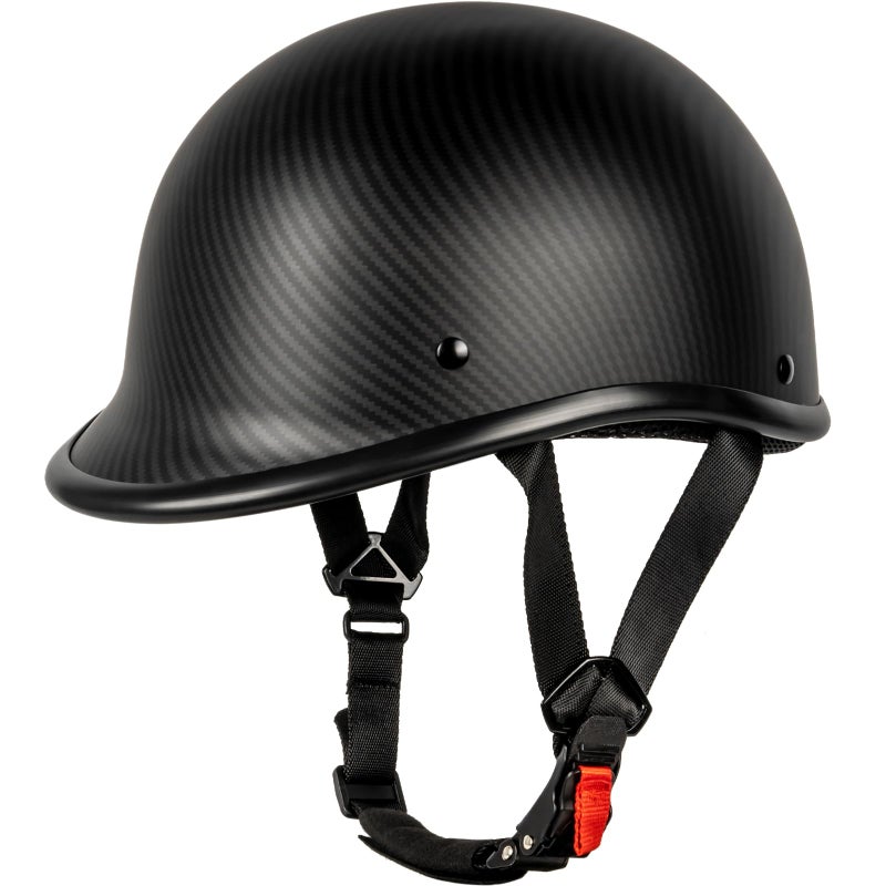 Yesmotor Motorcycle Helmet Half Shell Hawk Style Helmets Compact Lightweight Open Face for Motorcycle Street Bike Cruiser Moped DOT Approved Carbon Fiber XLarge