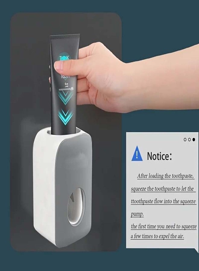 ODMART Automatic Toothpaste Dispenser with Toothbrush Holder, Wall Mounted Self Adhesive Toothpaste Squeezer for Kids & Family, Punch-Free Bathroom Accessories Plastic Toothpaste Stand (Multi) - Image 4
