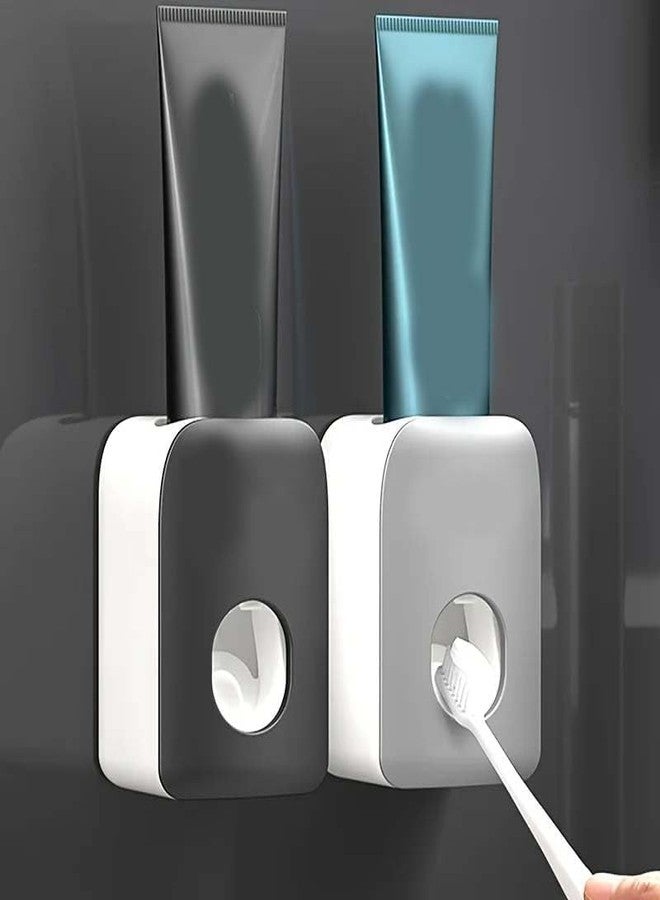 ODMART Automatic Toothpaste Dispenser with Toothbrush Holder, Wall Mounted Self Adhesive Toothpaste Squeezer for Kids & Family, Punch-Free Bathroom Accessories Plastic Toothpaste Stand (Multi) - Image 2