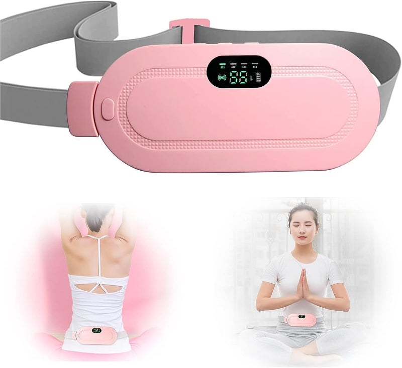 KASTWAVE Portable Cordless Heating Pad, Electric Waist Belt Device, Fast Heating Pad with 3 Heat Levels and 4 Massage Modes, Back or Belly Heating Pad for Women and Girl(Pink) - Image 1