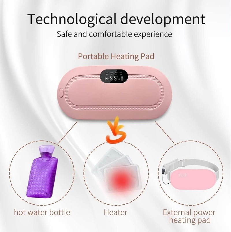 KASTWAVE Portable Cordless Heating Pad, Electric Waist Belt Device, Fast Heating Pad with 3 Heat Levels and 4 Massage Modes, Back or Belly Heating Pad for Women and Girl(Pink) - Image 4