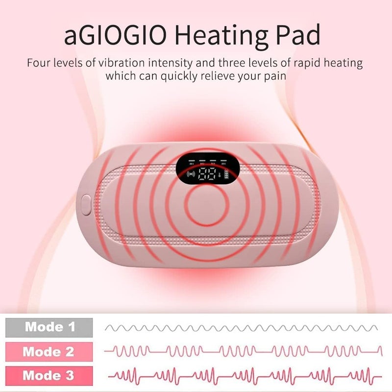 KASTWAVE Portable Cordless Heating Pad, Electric Waist Belt Device, Fast Heating Pad with 3 Heat Levels and 4 Massage Modes, Back or Belly Heating Pad for Women and Girl(Pink) - Image 2