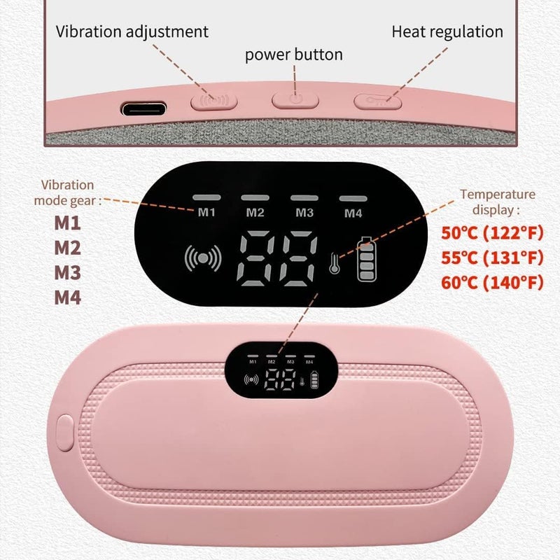 KASTWAVE Portable Cordless Heating Pad, Electric Waist Belt Device, Fast Heating Pad with 3 Heat Levels and 4 Massage Modes, Back or Belly Heating Pad for Women and Girl(Pink) - Image 3