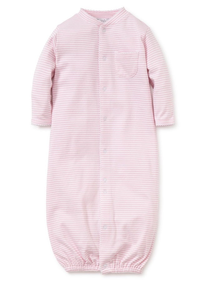 Kissy Kissy Baby Girls Simple Stripes Convertible Nightgown, Pink, Newborn - Image 1