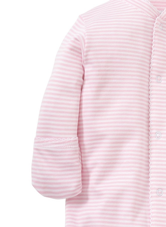 Kissy Kissy Baby Girls Simple Stripes Convertible Nightgown, Pink, Newborn - Image 3
