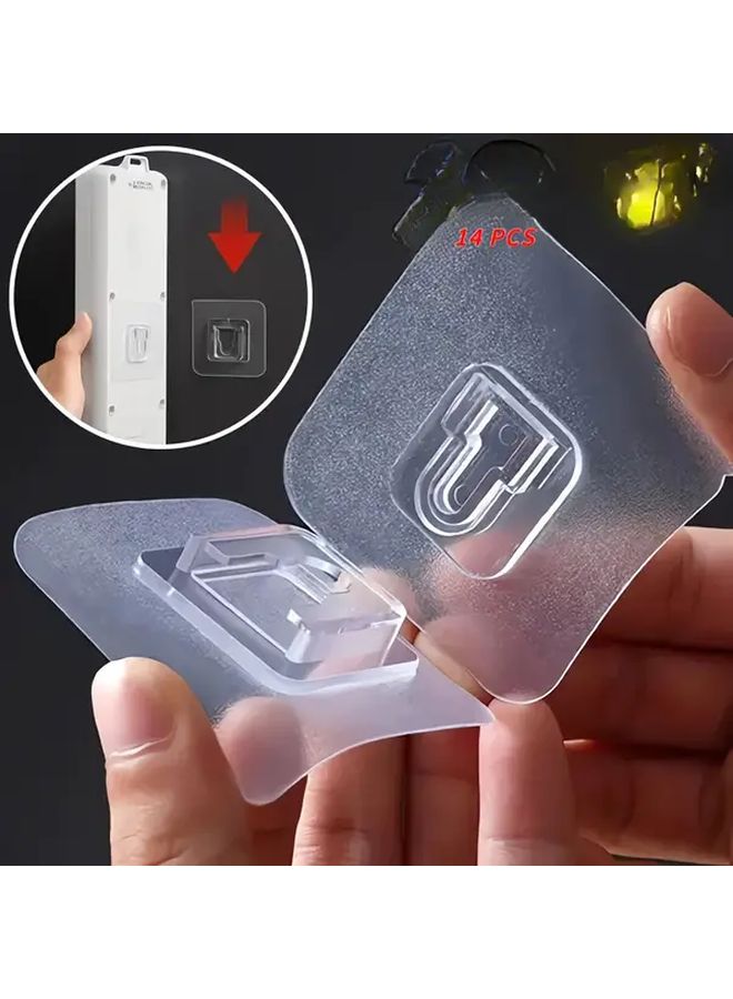 14 قطعة من خطاطيف الحائط الشفافة القوية اللاصقة سهلة التركيب بممصص للمطبخ والحمام - Image 2