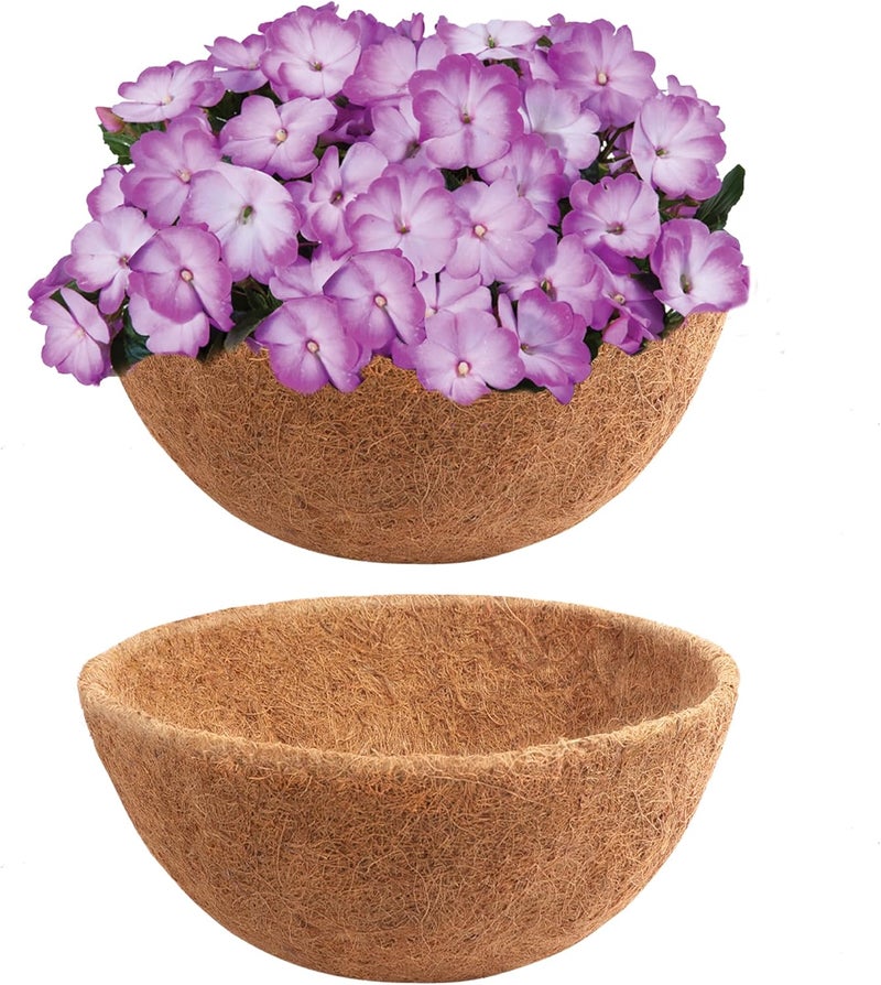 YM 2pcs 10“ Round Coconut Fiber Liner, 10'' Coco Liner Pre-Formed Replacement for Wall Hanging Planter Basket - Image 1