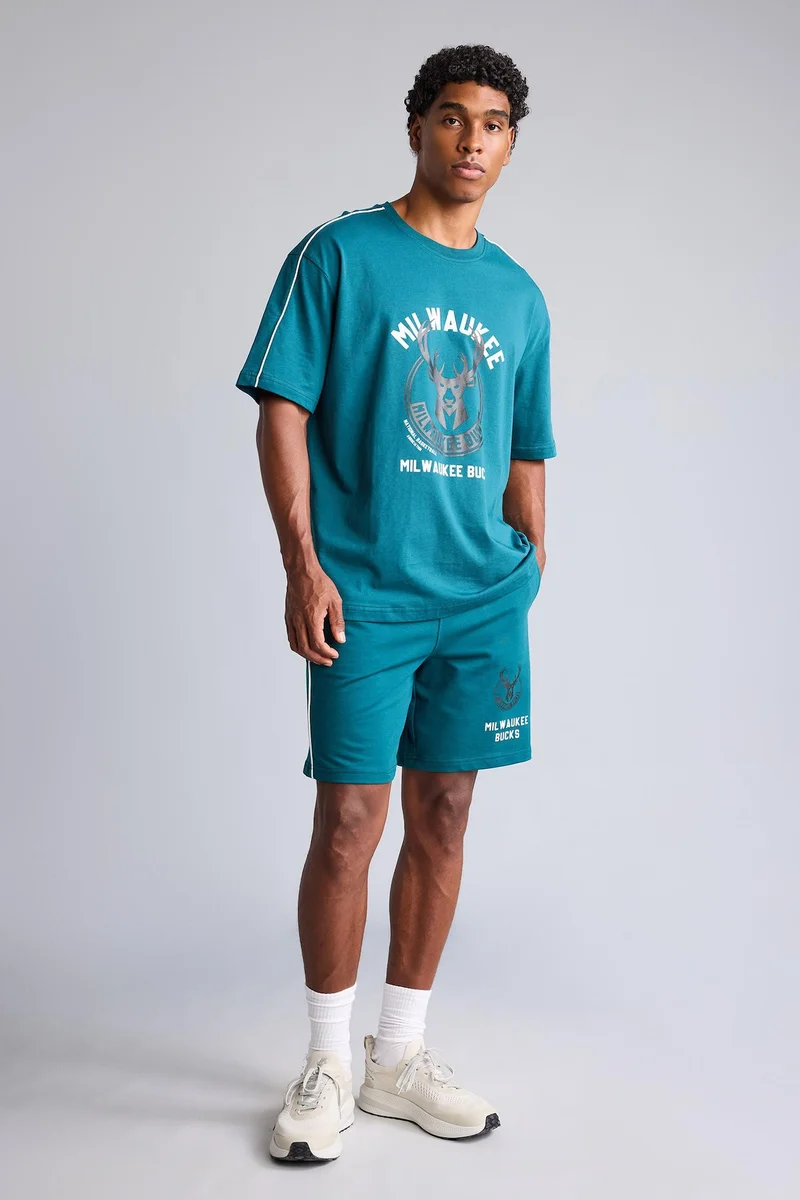 Defacto NBA Milwaukee Bucks Print Standard Fit Shorts