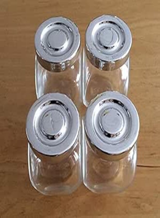 MoneySo Glass Jars with Regular Plastic Lids and Bands, Ideal for Jam, Honey, Wedding Favors, Shower Favors, Baby Foods, DIY Magnetic Spice Jars (4)