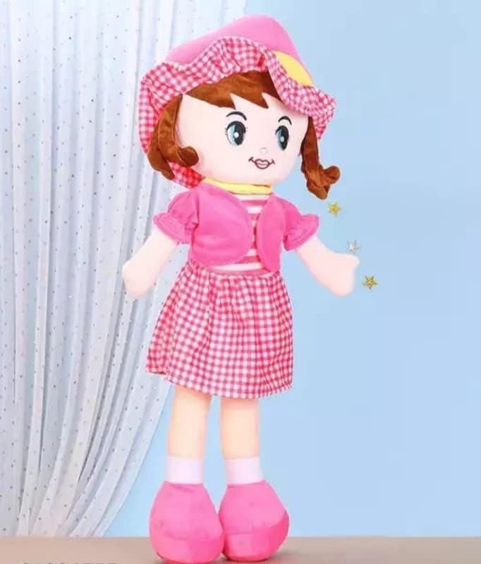 Fun4You-Cute Doll Plush Soft Toy for Kids | Ultra Soft Girl Doll Stuffed Toy with Dress & Hat | Hugging Doll for Pretend Play, Bedroom Decor & Gifting (40 CM) - Image 3