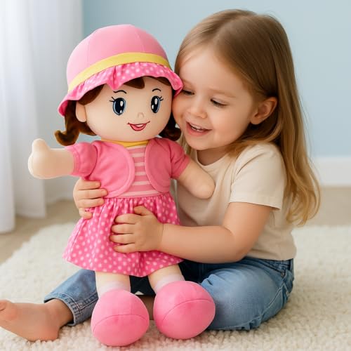 Fun4You-Cute Doll Plush Soft Toy for Kids | Ultra Soft Girl Doll Stuffed Toy with Dress & Hat | Hugging Doll for Pretend Play, Bedroom Decor & Gifting (40 CM) - Image 1