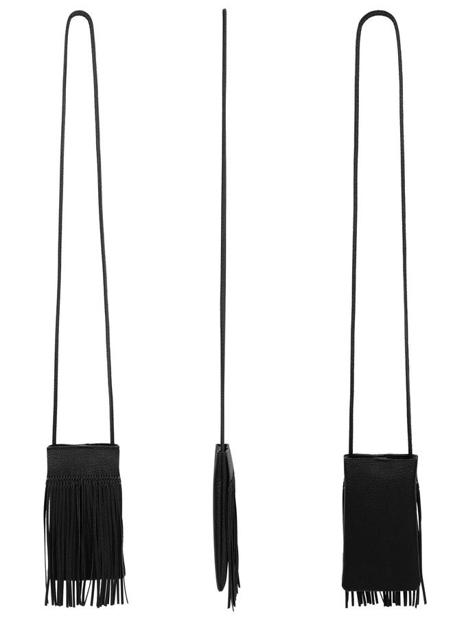 Minache Women Mini Fringe Tassel PU Leather Hobo Cross body Bag Cell Phone Pouch Coin Purse Wallet - Image 5