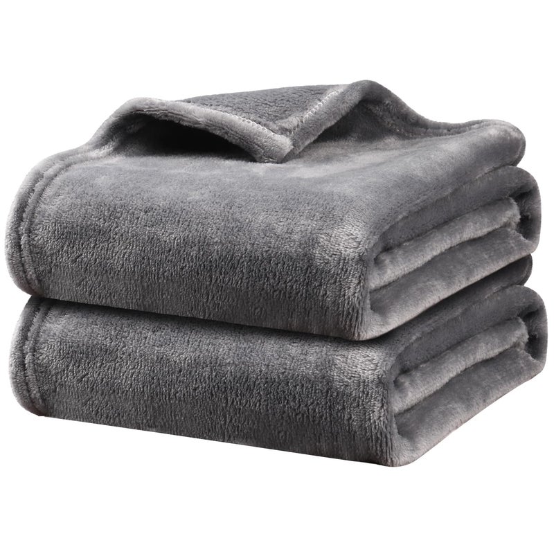 Onarway Dog Blanket Washable for Bed: 2 Packs Dog Blankets 40â€x47â€ - Fluffy Soft Large Throw for Cat Puppy Kitten Dogs - Fleece Pet Blankets for Crate Couch Car and Indoor - Grey - Image 1