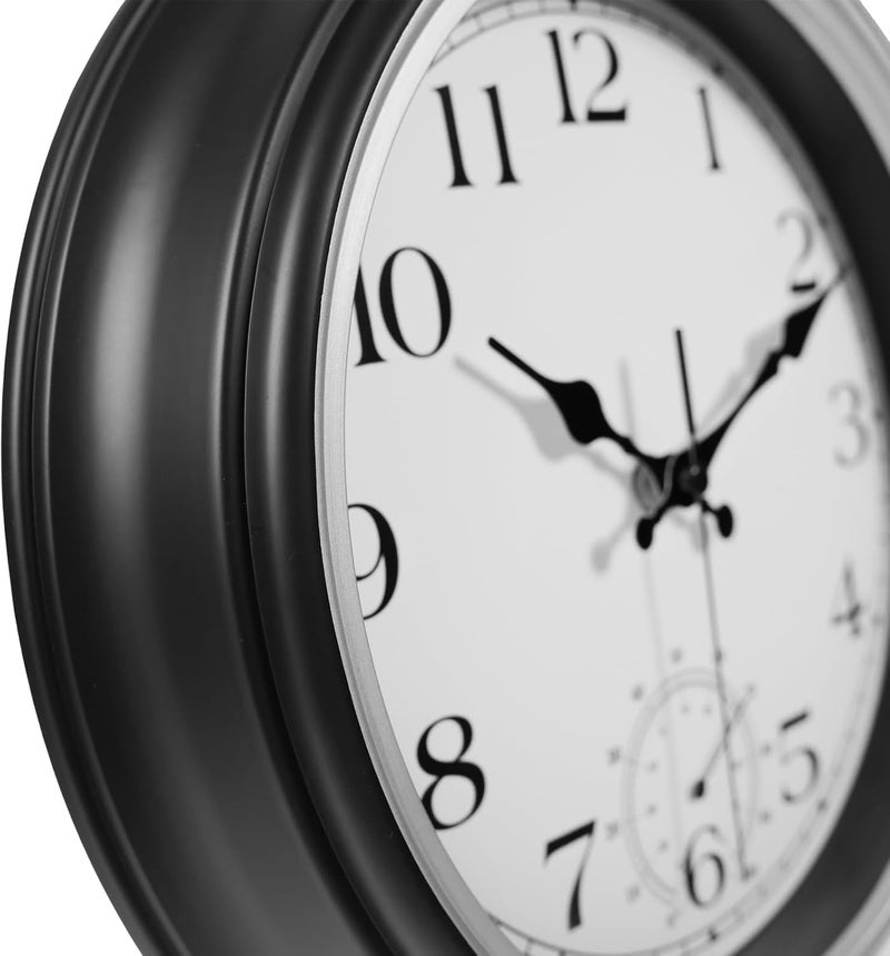 JoFomp Large Waterproof Outdoor Clock with Thermometer Combo - 12 inch Silent Non Ticking Quartz Battery Operated Wall Clock for Patio, Home, Pool, Garden, Porch, Deck (Silver, 12 Inch) - Image 5