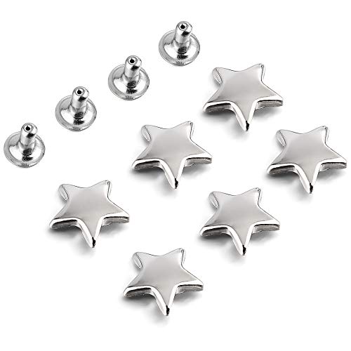 YORANYO 100 Sets 12MM Silver Star Rivets for Leather Star Rivet Studs Garment Rivets Leather Rivets Studs and Spikes for Leather Craft Clothing Bags Belts Dog Collar Shoes DIY Rivets 15/32 Inch - Image 2
