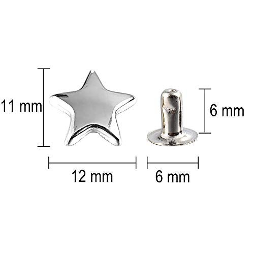 YORANYO 100 Sets 12MM Silver Star Rivets for Leather Star Rivet Studs Garment Rivets Leather Rivets Studs and Spikes for Leather Craft Clothing Bags Belts Dog Collar Shoes DIY Rivets 15/32 Inch - Image 4