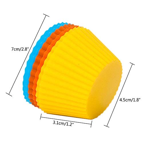AmigozZ Cupcake Molds, 12 Pack Reusable Silicone Baking Cases Muffin Molds, Multicolour - Image 2
