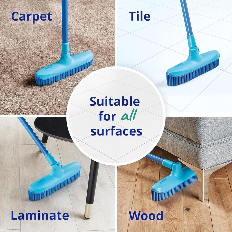 سبونتكس مجموعة مكنسة ومجرفة مطاطية داخلية من سبونتكس Catch & Clean | مجموعة مجرفة وفرشاة لإزالة شعر الحيوانات الأليفة | فرشاة مطاطية للكنس الجاف والرطب بالإضافة إلى تنظيف الأسطح المتعددة - Image 3
